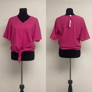 Cupio knot blouse in berry pink